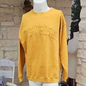 Go For It Golden Yellow Cotton Poly Thick Sweatshirt NEW YORK Lettering Size XL